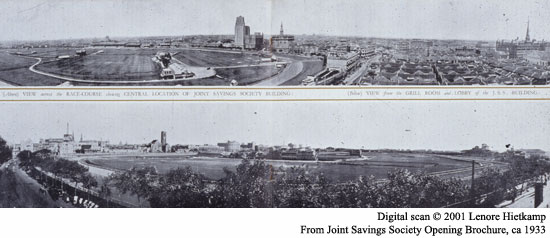 Racecourse with montage of hotel.